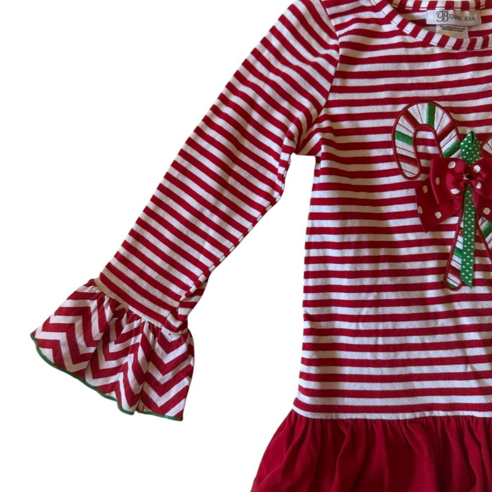 Bonnie Jean Candy Cane Striped Christmas Dress size 6 - Picture 4 of 7